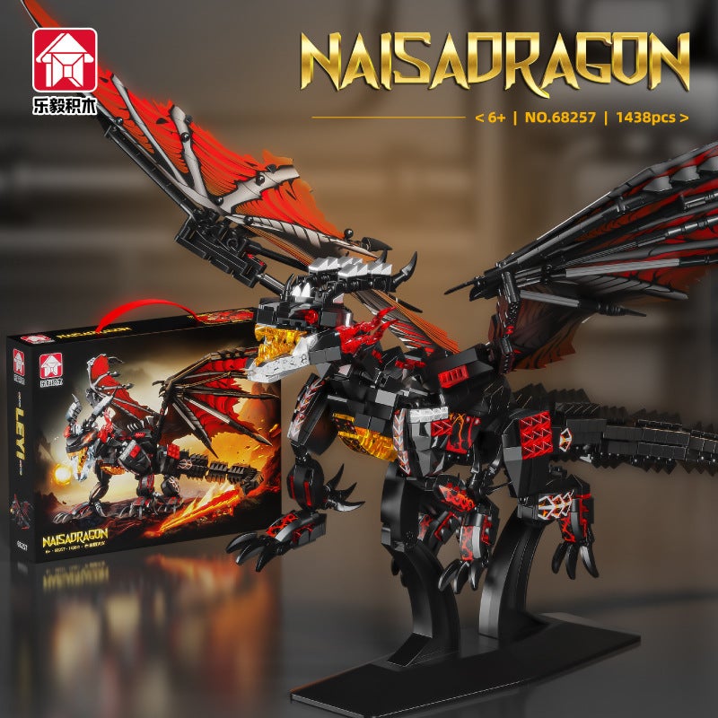 Le Yi 68257-8 Fire Dragon Ice Dragon Mecha Model Gift Toys Difficult Educational Assembled Small Particle Building Blocks - Image 1